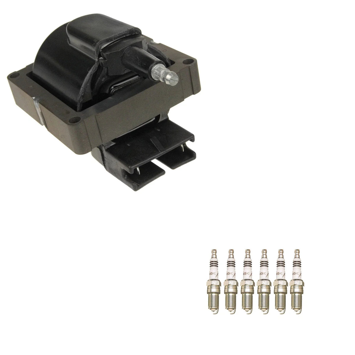 NGK Ignition Coil & 6 Iridium Spark Plugs for Aerostar Bronco II Taurus B3000 (1986–1997)