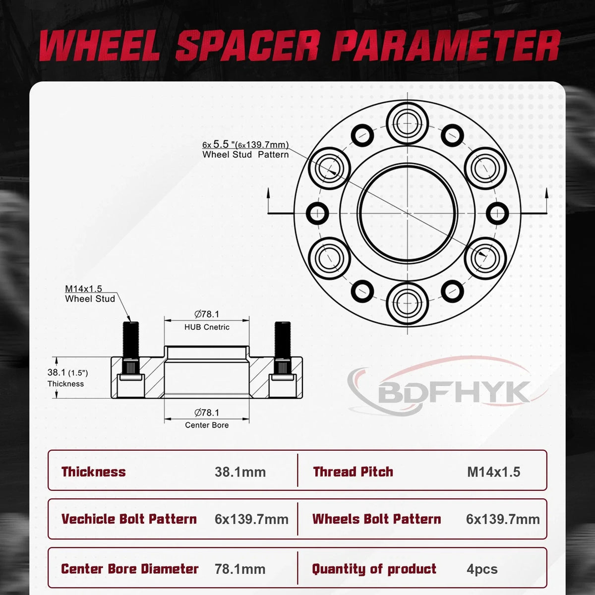 4X 1.5" Hubcentric Wheel Spacers 6x5.5 for Chevy Silverado Tahoe Sierra (2000–2023)