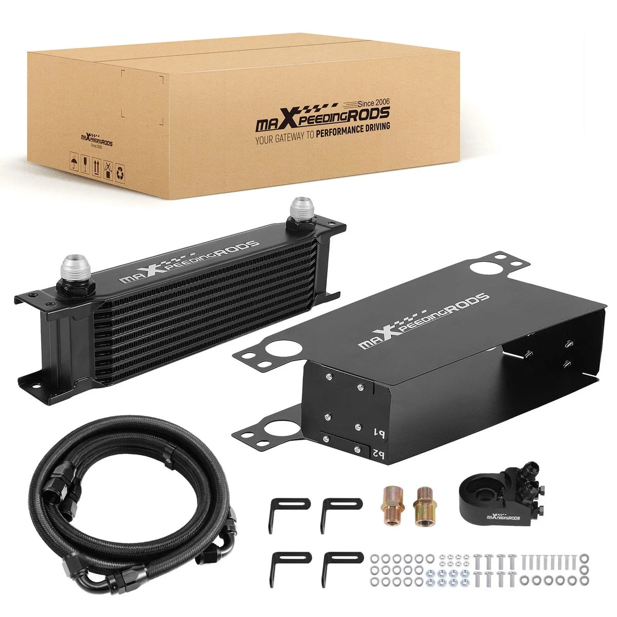 AN10 10 Row Transmission Oil Cooler Kit and Braided Hose