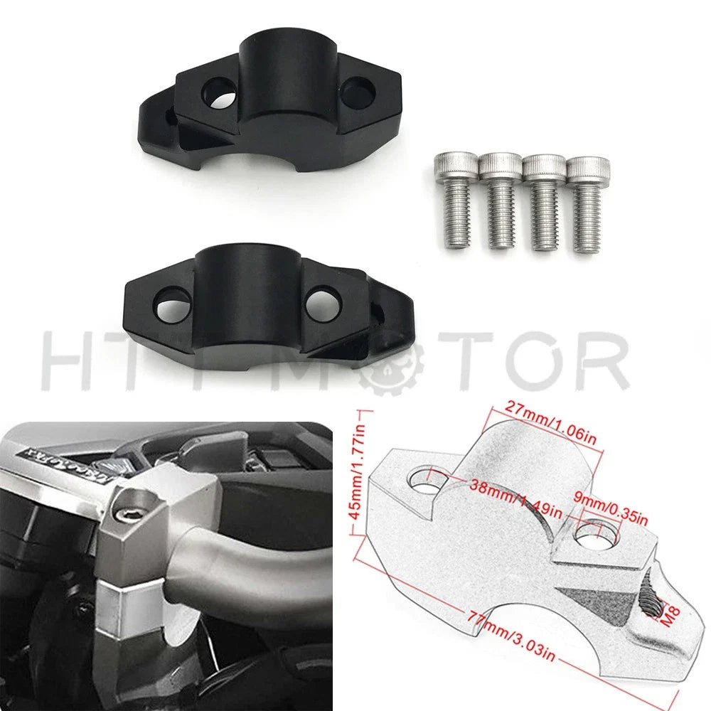 Black CNC Handlebar Riser Mount Clamps for Honda X-ADV750 2017-2018