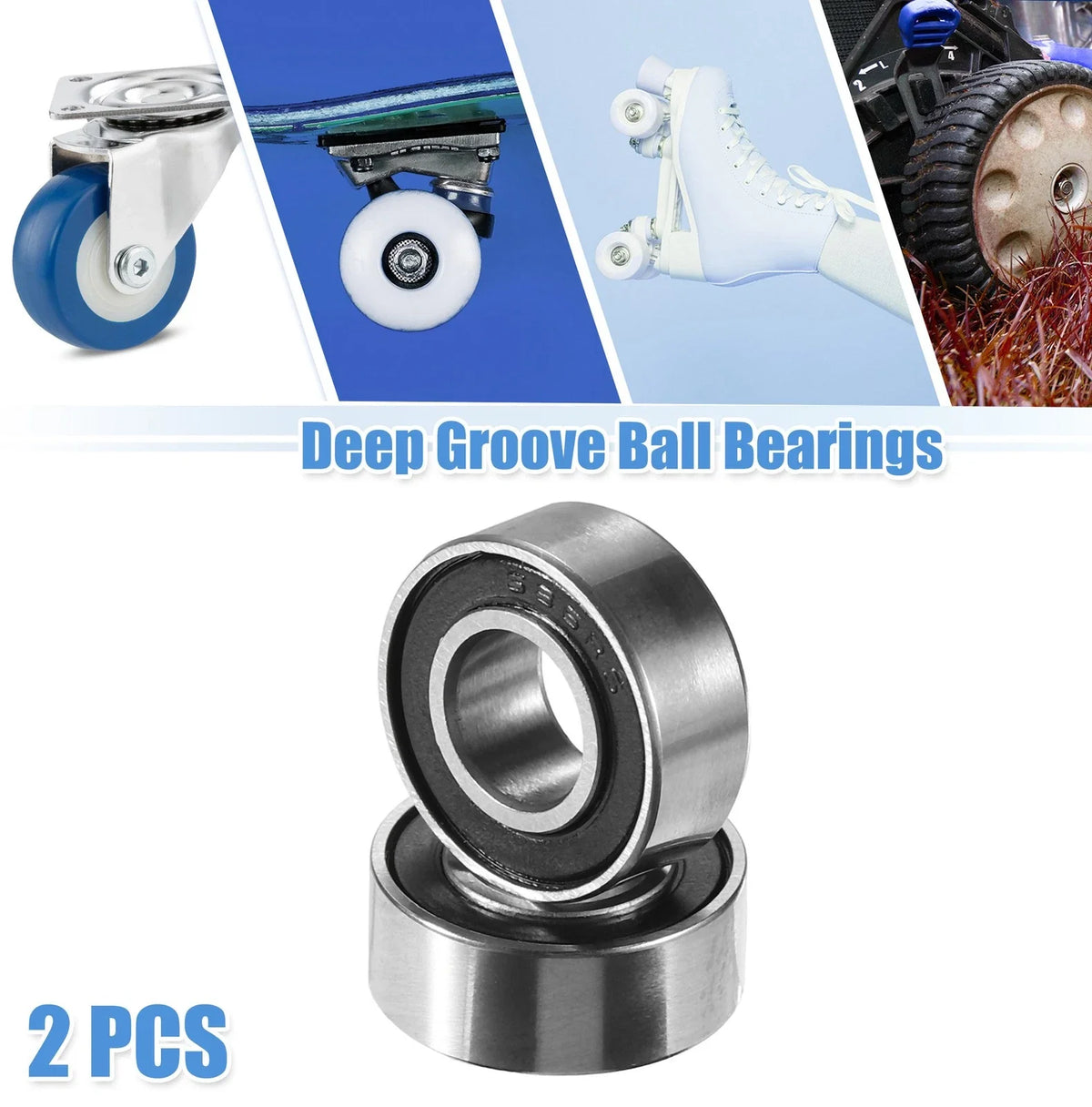 2 Pcs 686-2RS Deep Groove Ball Bearings for Auto (6x13x5mm)