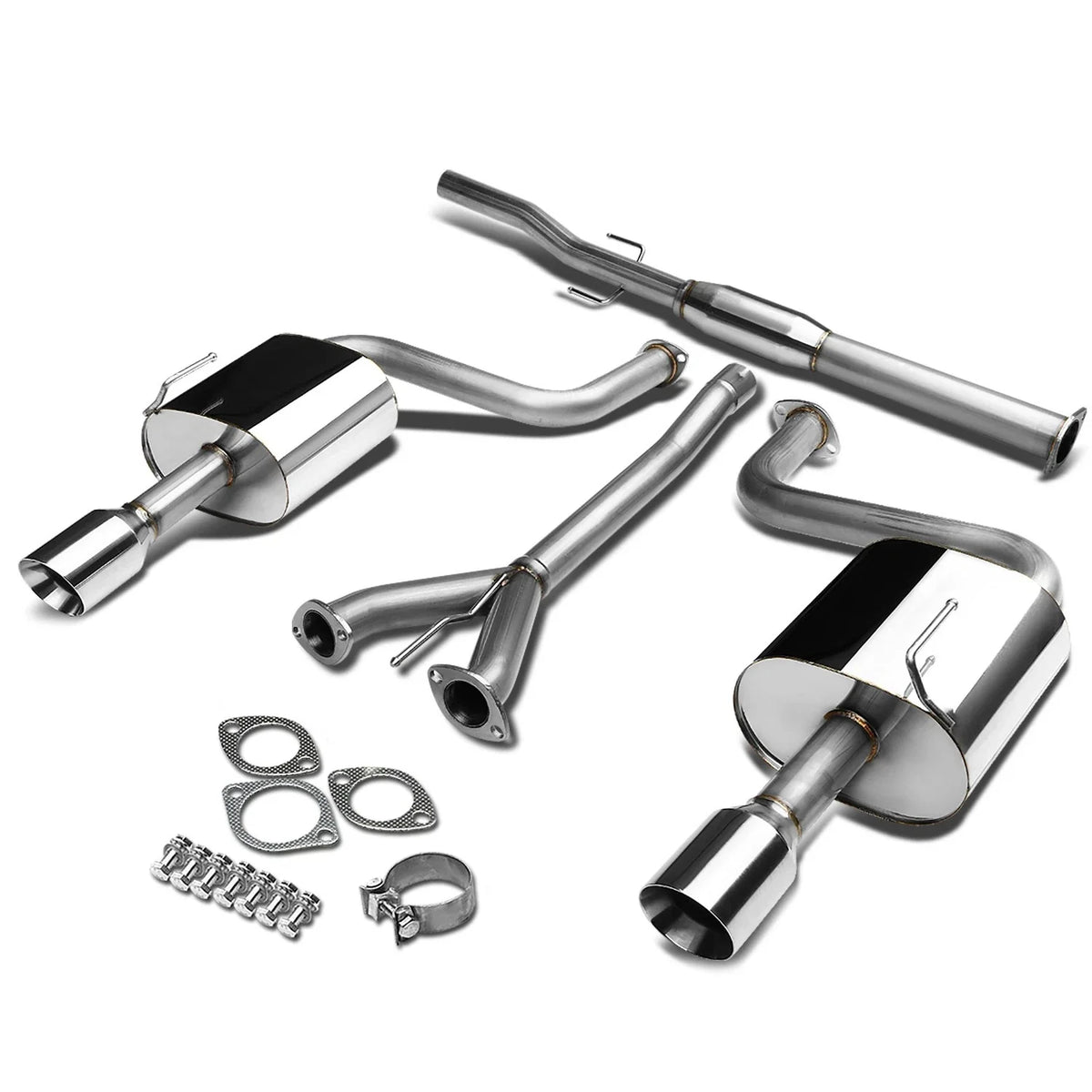 Dual 4" Rolled Tip Muffler Catback Exhaust for Nissan Maxima 2009-2015