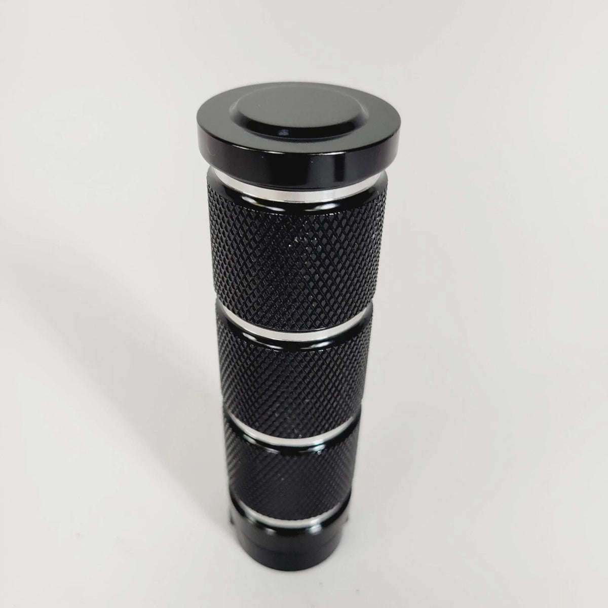 Left Black Billet Stroker Grip with Knurling for Harley Sportster Dyna