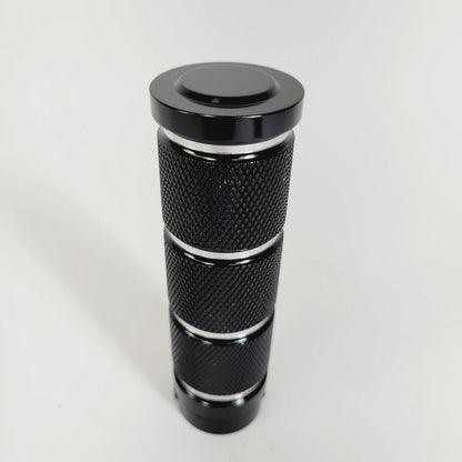 Left Black Billet Stroker Grip with Knurling for Harley Sportster Dyna