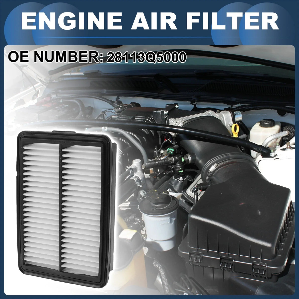 Car Engine Air Filter No. 28113Q5000 for Kia Seltos (2021–2024)