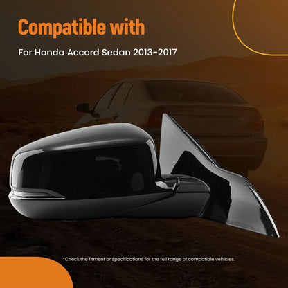 Right Power Mirror (Heated) for Honda Accord Sedan 2013-2017 Black