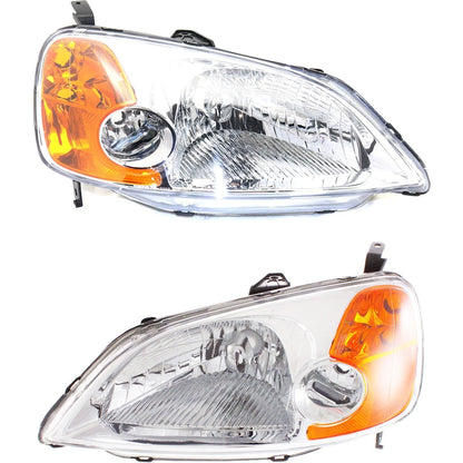 Headlight Set for Honda Civic (2001–2003) Halogen CAPA