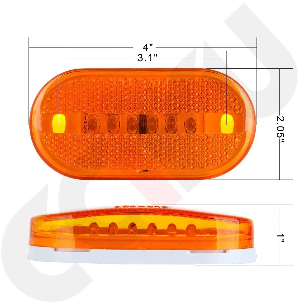 LED Side Marker Lights 4" Rectangle (12V) - 2X for Trailer Camper