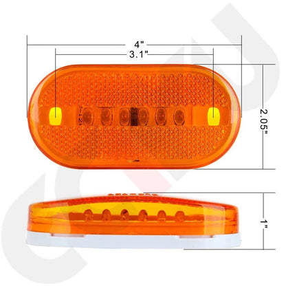 LED Side Marker Lights 4" Rectangle (12V) - 2X for Trailer Camper