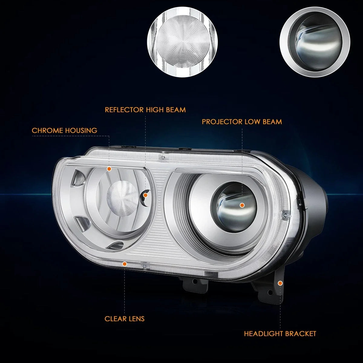 OE Style Left Projector Headlight Lamp for Dodge Challenger 2008–2014