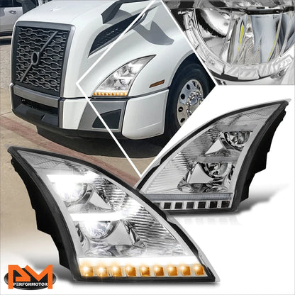 Amber Turn Signal Headlights with LED DRL for Volvo VNL VNR (2018–2024)
