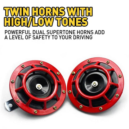 2X 115DB Electric Blast Tone Air Horn Kit for Car 12V