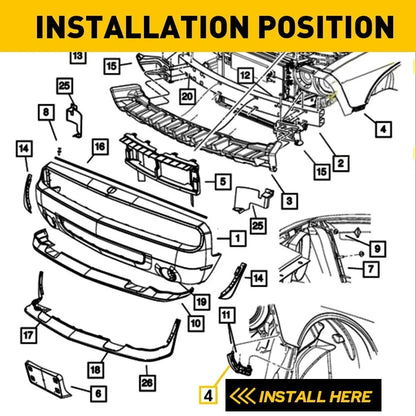 2-Piece Bumper Support Brackets for Ford Mustang 2015-2017