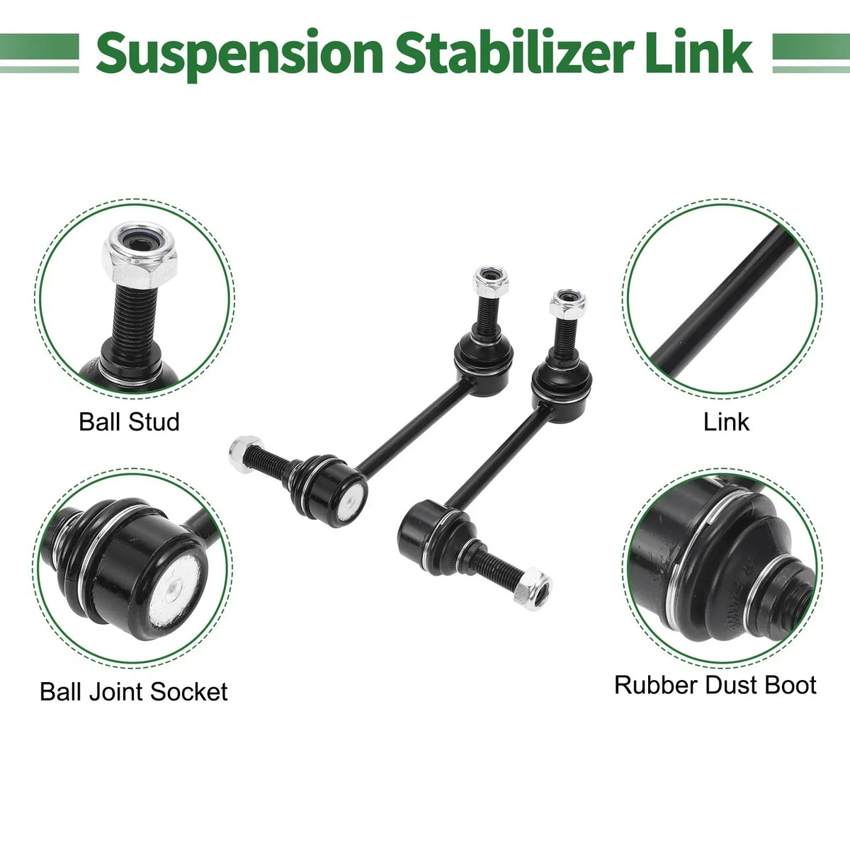 4pcs Outer Tie Rod Ends & Sway Bar Links - Front Suspension Kit for Durango
