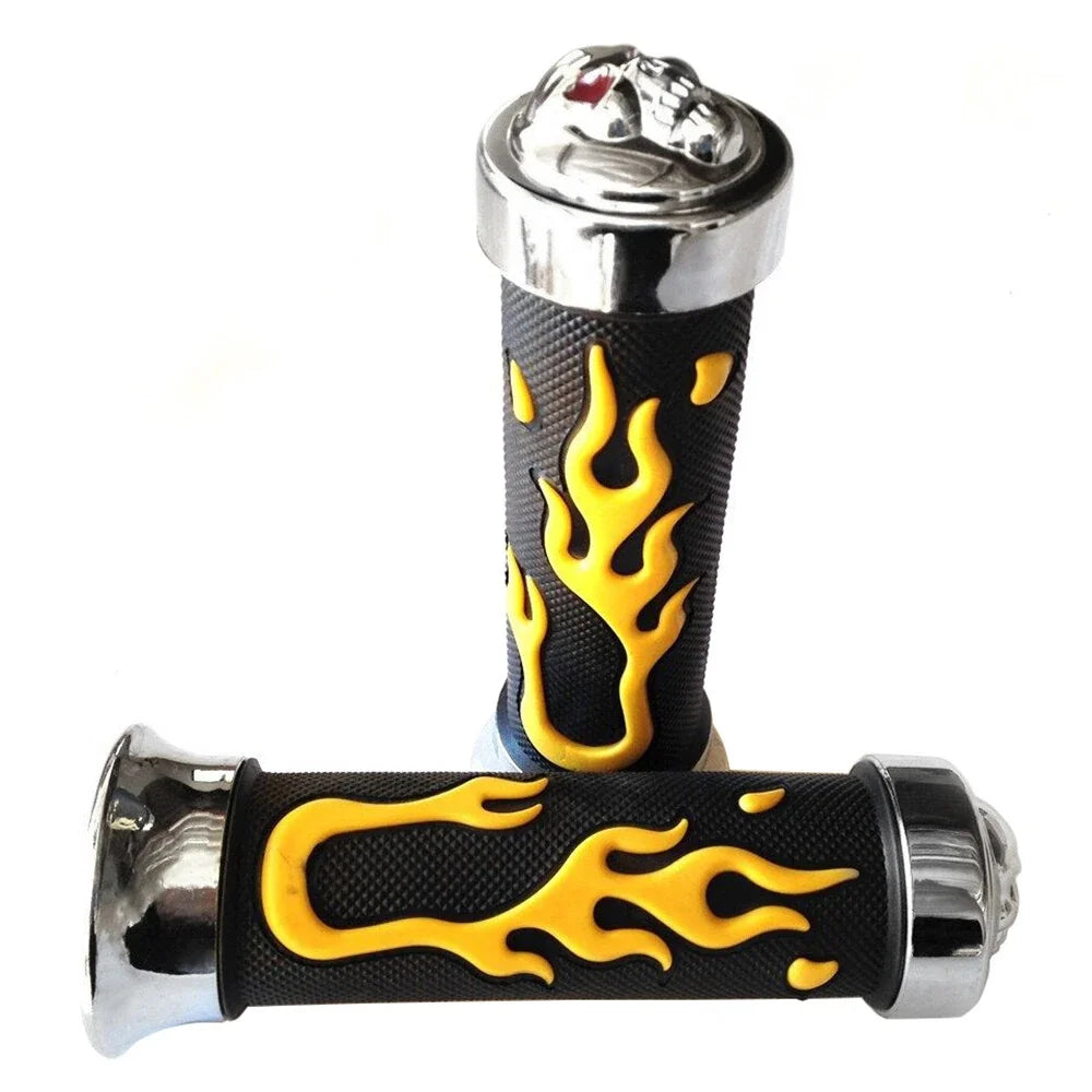 7/8" Yellow Flame Hand Grips for Kawasaki Z1000 Z750 ER6n ER6f ZRX (2003–2023)