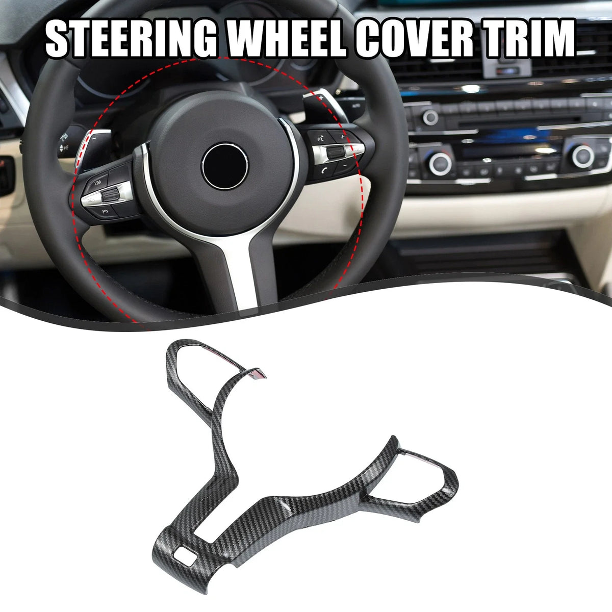Steering Wheel Cover Trim for BMW F20 F21 (2012–2019) Carbon Fiber Black