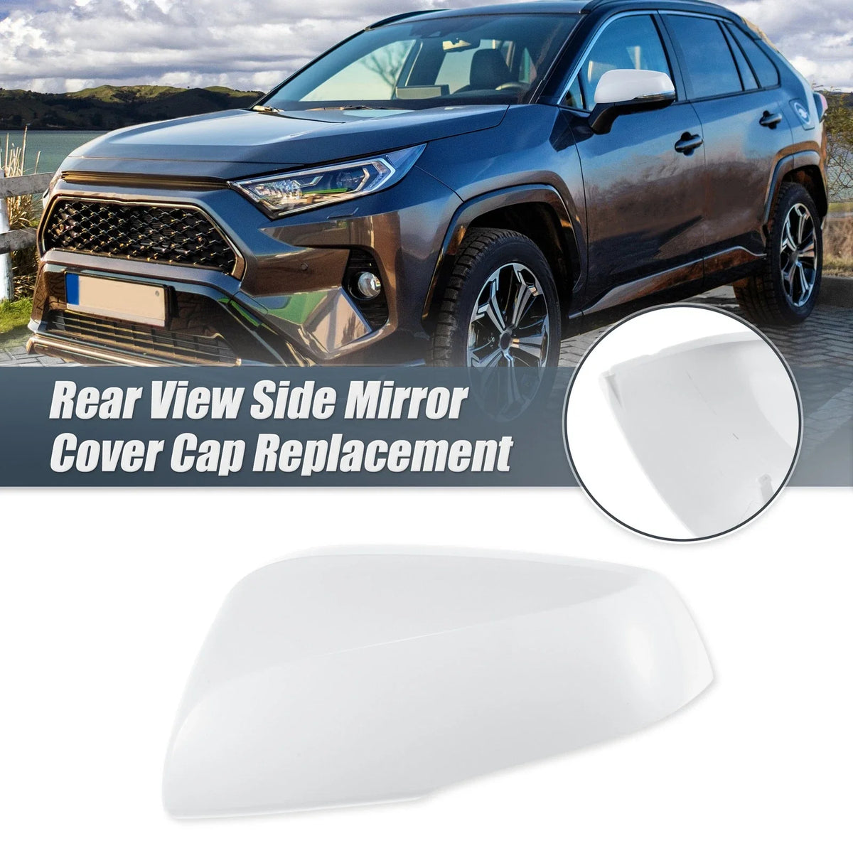 Left Side Mirror Cover Cap for Toyota RAV4 (2019–2023) - White