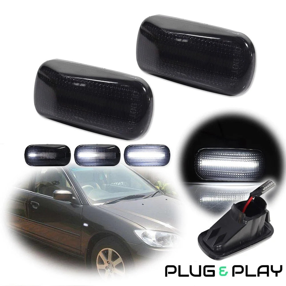 Sequential White LED Fender Side Marker Lights for Honda Civic Acura RSX Integra