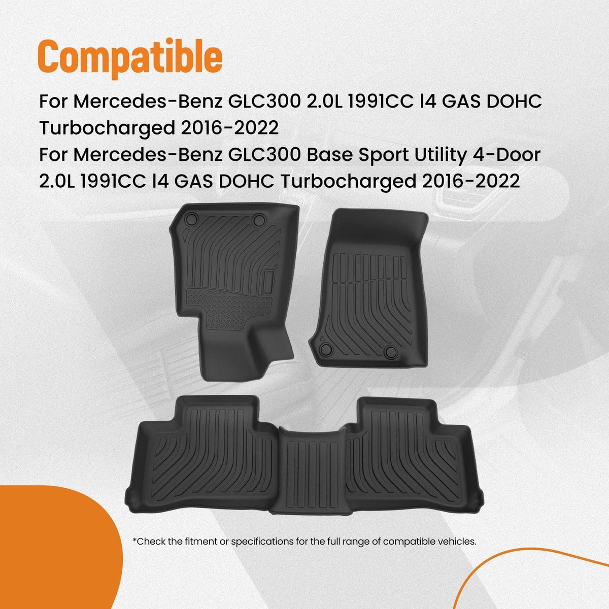 All-Weather TPE Floor Liners for Mercedes-Benz GLC300/GLC43 (2016–2022)
