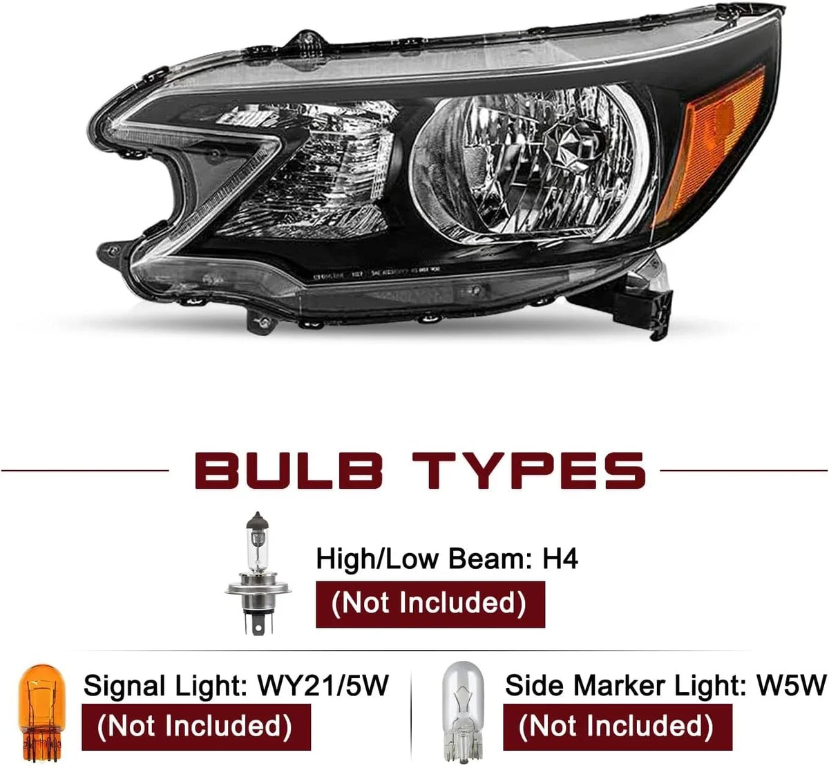 Halogen Headlight Left for Honda CR-V (2012–2014) Driver Side