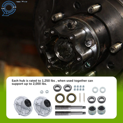 Idler Trailer Axle Kits Set of 2 4 on 4" Bolt 1" Hub Round BT8 Spindle