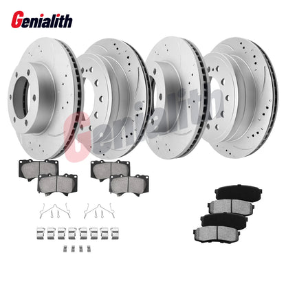 Ceramic Brake Pads and Drilled Rotors for Front & Rear Sequoia 2001-2022