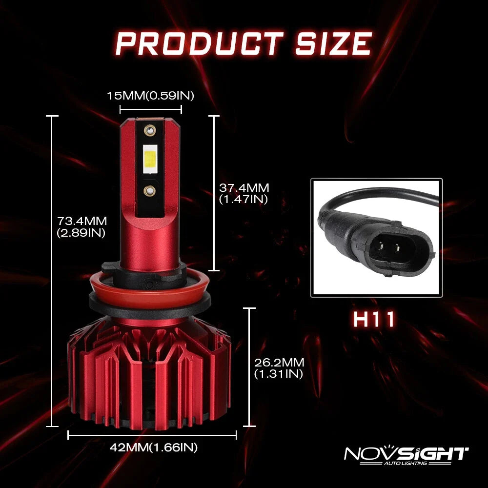 2X LED Headlight Bulbs H11 H8 H9 (6000K, 10000LM, 60W)