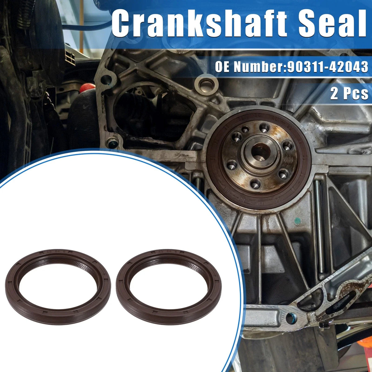 2X Engine Crankshaft Oil Seal for Toyota Tacoma (2009–2019), Lexus IS250
