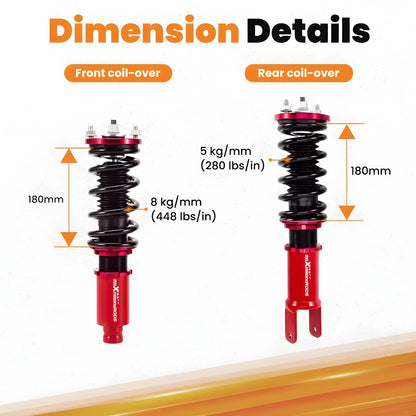 Suspension Coilovers Kit for Honda Civic CRX (1988-1991) with Adjustable Shocks