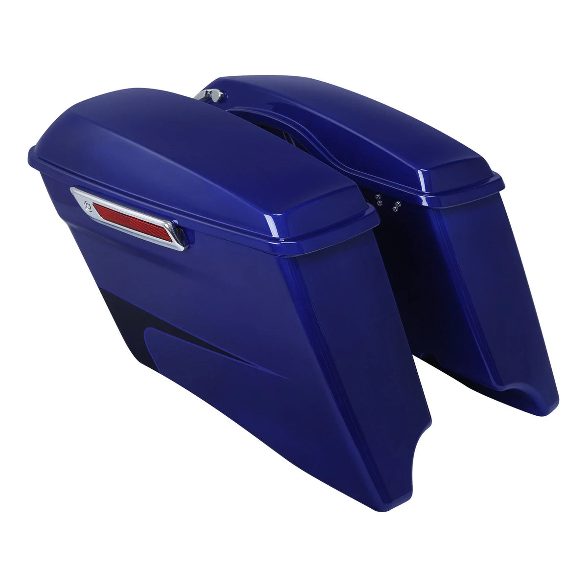 4" Stretched Hard Saddlebags for Harley Touring (2014–Present) Zephyr Blue/Black Sunglo