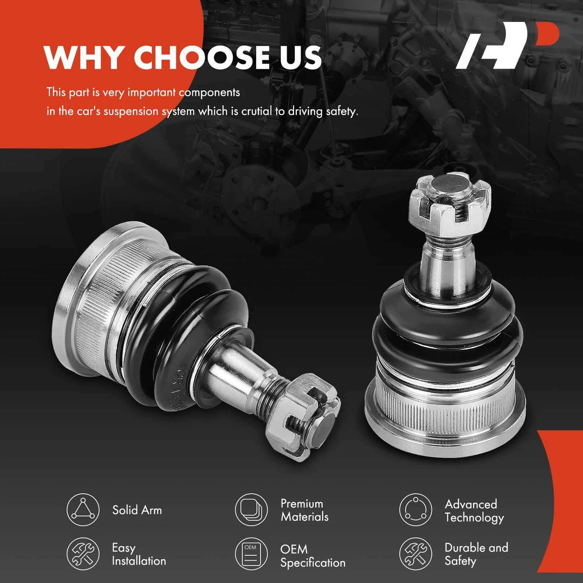 Set of 2 Front Upper Ball Joints for Titan 2004-2015 & Armada 2017