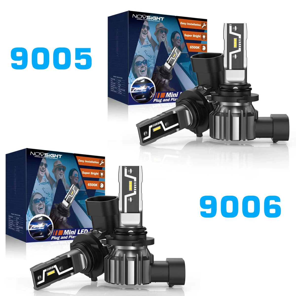 High/Low Beam 9005 9006 LED Headlight Bulbs Kit - 6500K