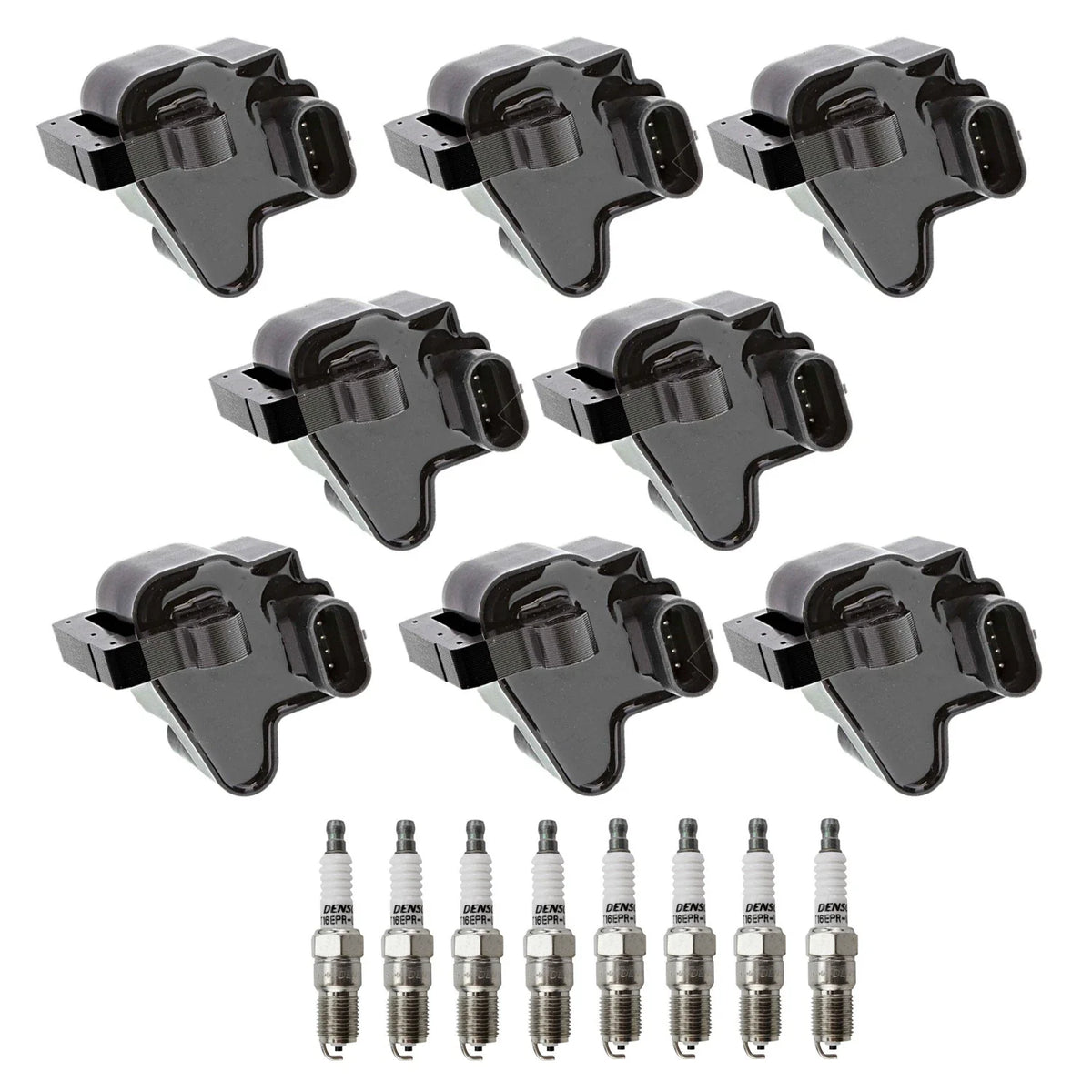 Set of 8 Ignition Coils & Nickel Spark Plugs for Silverado Sierra 1500 (2007–2014)