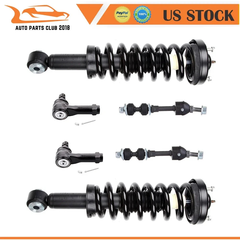6pc Front Strut Assembly Sway Bar Tie Rod for Ford F-150 (2005–2008) 2WD