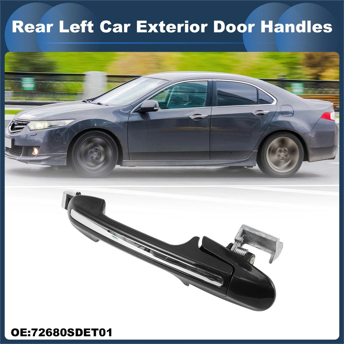 Rear Left Door Handle No. 72680SDET01 for Honda Accord  Silver Tone