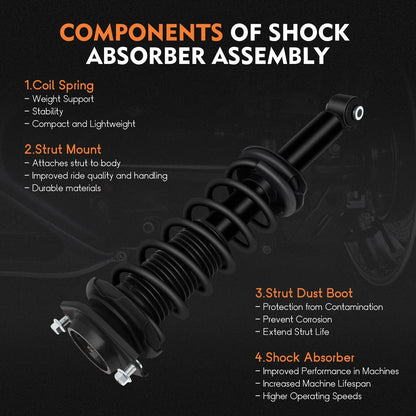 2 Pcs Rear Complete Struts Shocks Springs & Mount for Subaru Forester (2009–2013)