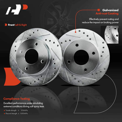 Front Brake Rotors, Drilled for 2000-2006 Nissan Sentra