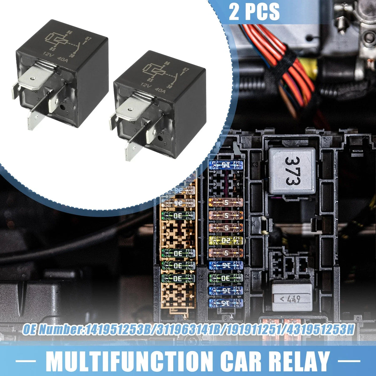 2Pcs Multifunction Car Relay for VW (No.141951253B/311963141B/191911251)