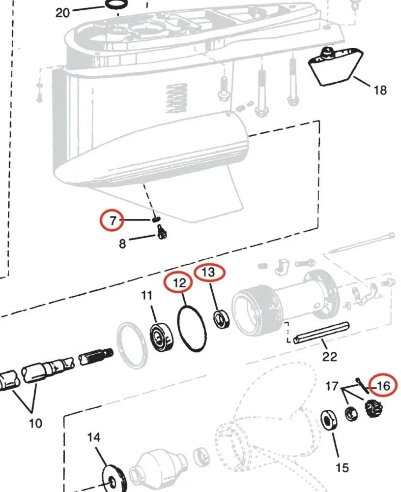 Lower Unit Oil Seal Kit for OMC Cobra Volvo Penta SX (3853474, 0915223, 3852865, 0769363)