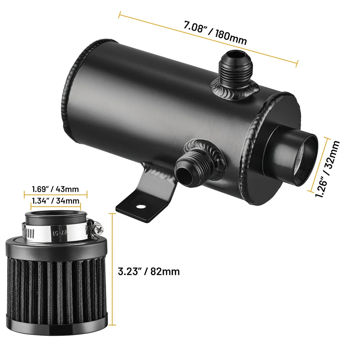 Oil Catch Tank Can 750ml Baffled Breather Filter 3-AN10 for Universal