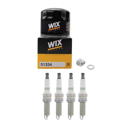 NGK G-Power Spark Plugs & Wix Engine Oil Filter for Kia Rio 1.6L (2006-2011)
