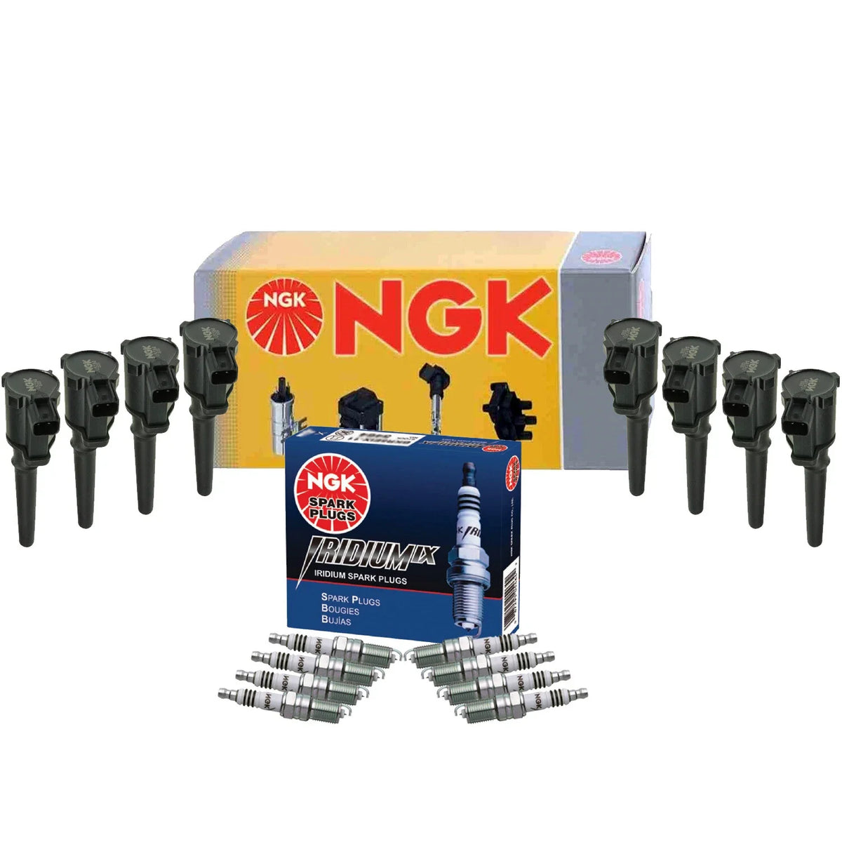 Set of 8 NGK Ignition Coils & Iridium IX Plugs for Ford Mustang (2005–2014)