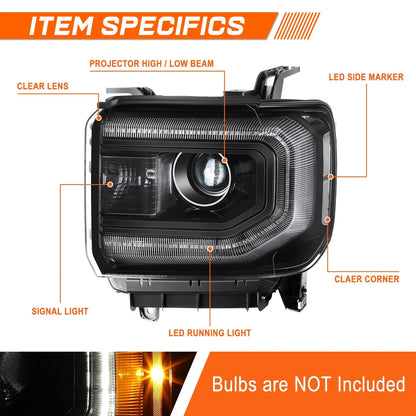 HID Projector Headlight for GMC Sierra 1500 Limited (2016–2019)