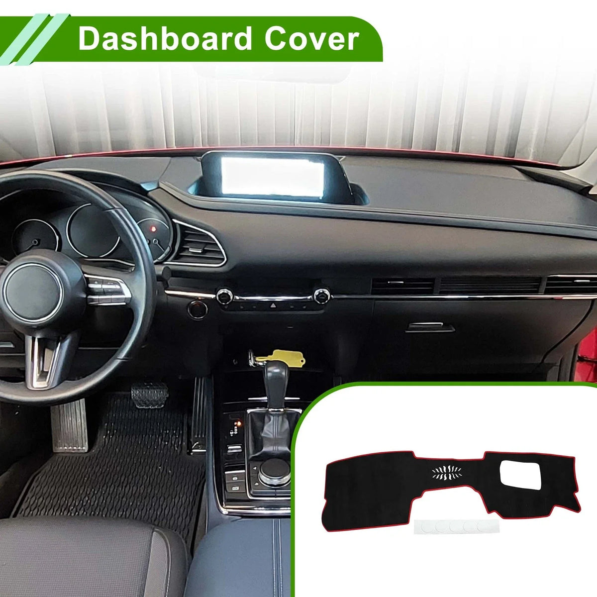 Dashboard Cover Mat for Mazda CX-30 (2020–2024) Sun Protector Black Red