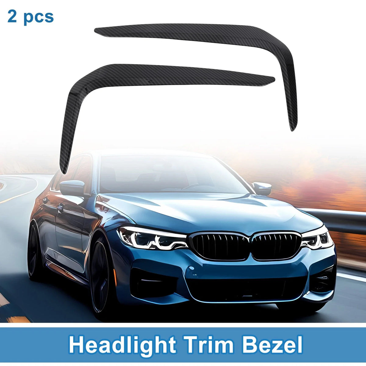2X Headlight Trim Bezel for BMW 5 Series G30 (2018–2022)