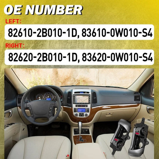 4Pcs Interior Door Handle for Hyundai Santa Fe (2007–2012) LH+RH EPY