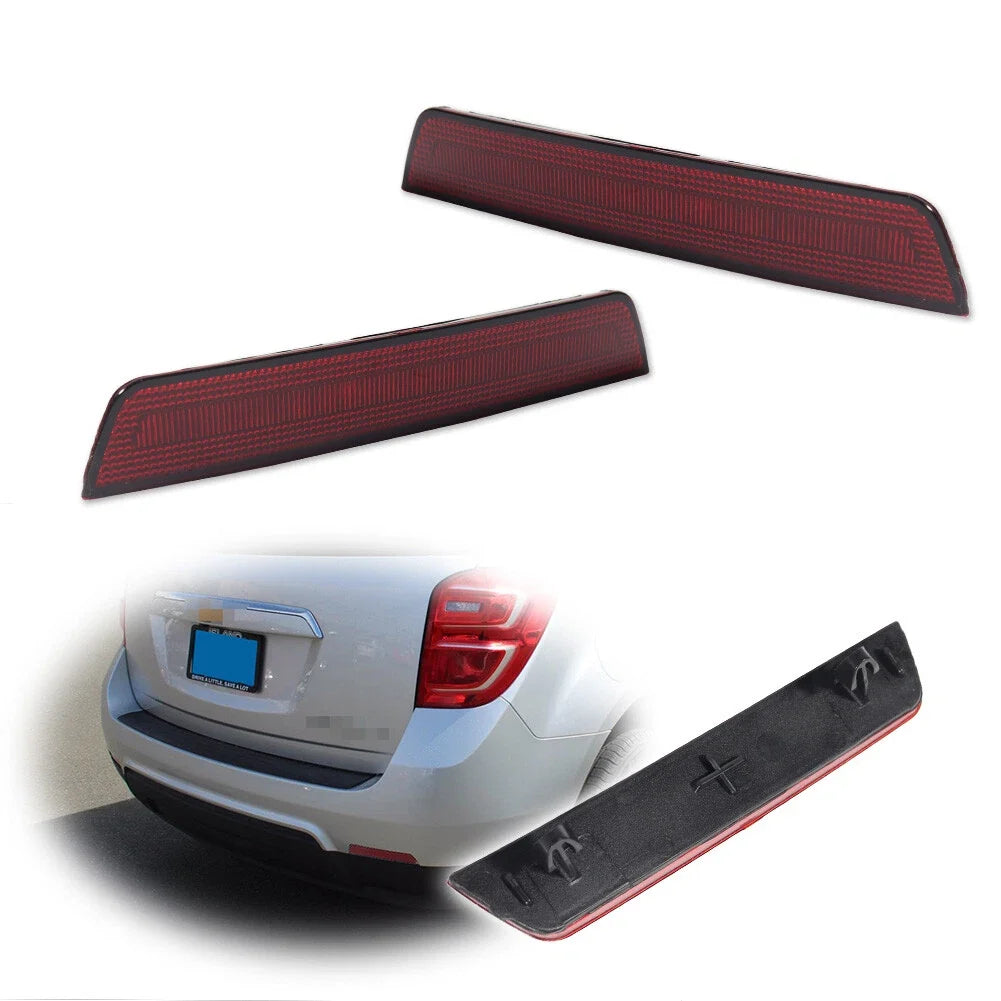 2X Red Rear Bumper Reflector Covers for Chevrolet Equinox (2010–2017)