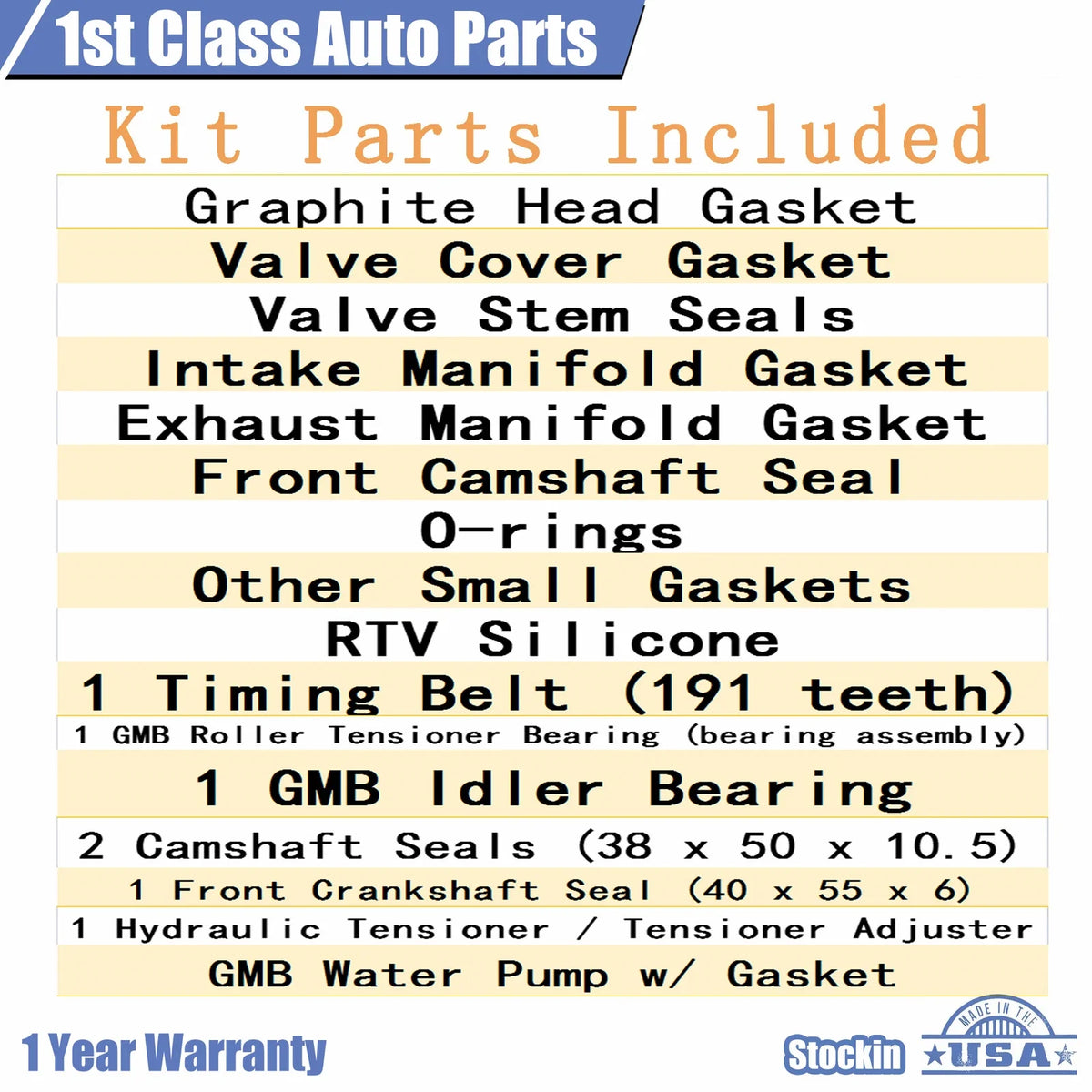 Front Head Gasket Set & Timing Belt Kit for Toyota Tundra Tacoma 4Runner (1995–2004)