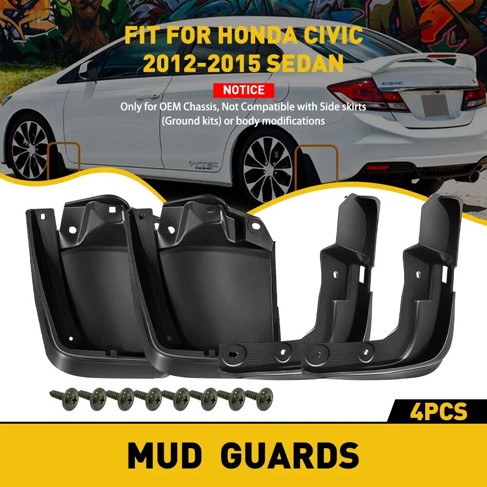 4X Splash Mud Guards Flaps for Honda Civic (2012–2015)