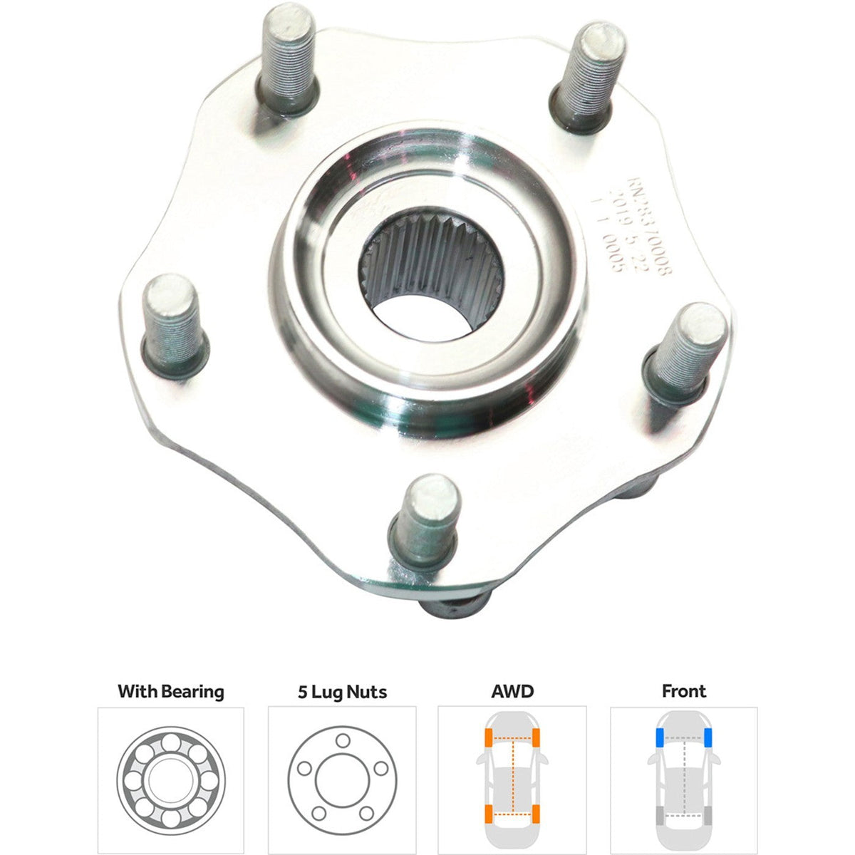 Front & Rear Wheel Hubs with Bearing for FWD Nissan Rogue 2014-2020